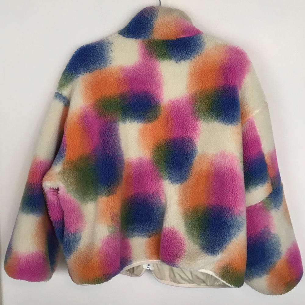 UGG Multicolor Sherpa Jacket in Pink, Blue, Orange, Green on Cream - Picture 4 of 6